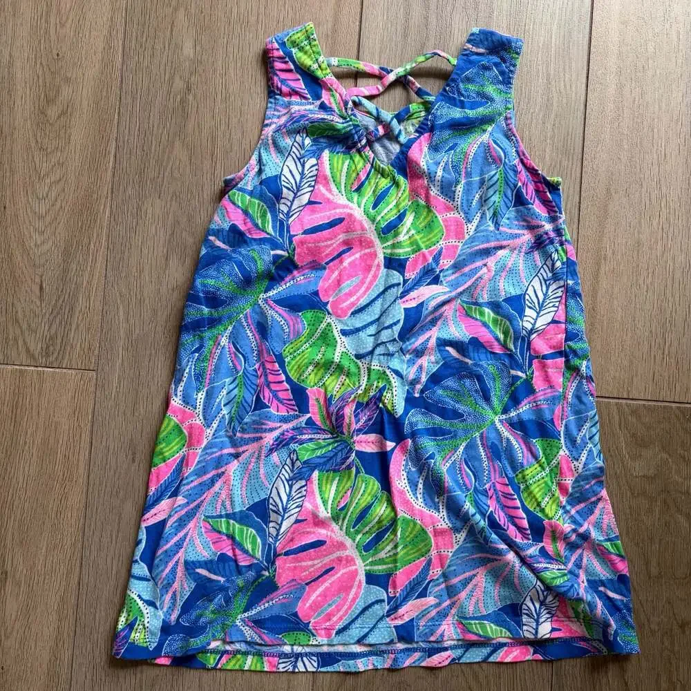 Lilly Pulitzer Kids Kristen Swing Dress Blue Grotto Beleaf In Yourself Size S